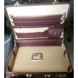 Fu Serng Leather Combination Lock Attache Briefcase Case Burgundy Vintage